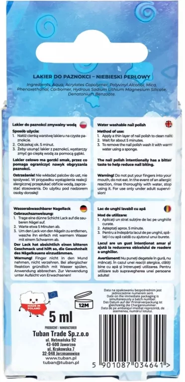Lakier do paznokci Tubi Glam. Niebieski perłowy - tantis.pl