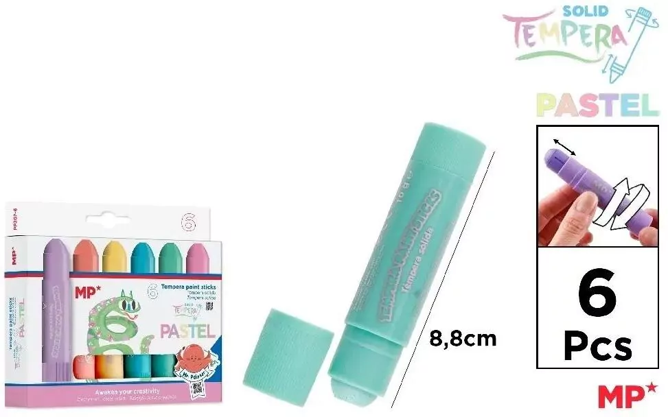 Farby tempera pastel w sztyfcie 6 kolorów - tantis.pl