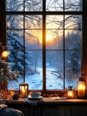 Diamentowa Mozaika Zima Krajobraz las z okna NO-2003101