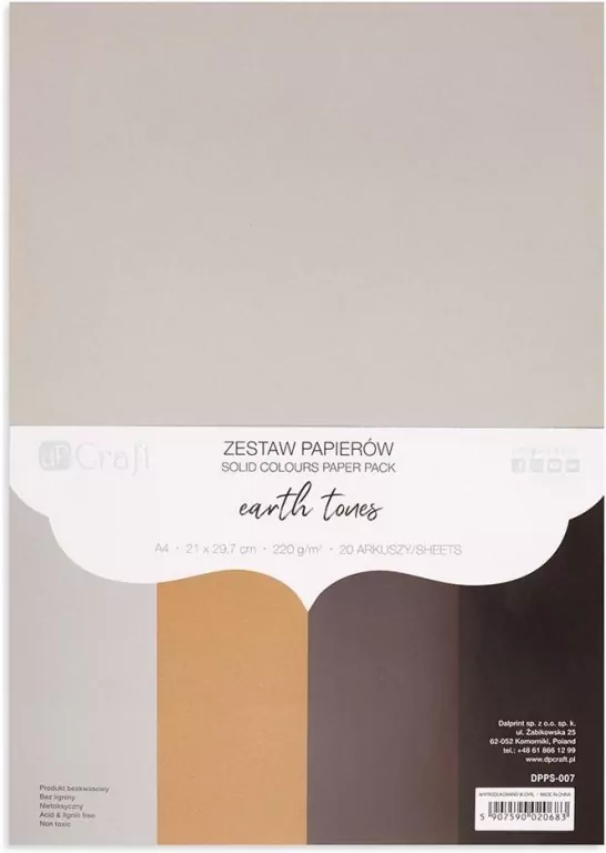 Zestaw papierów A4 20 arkuszy Earth tones 220g - tantis.pl