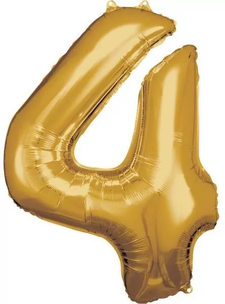 Balon foliowy cyfra 4 złota 65x86cm - tantis.pl