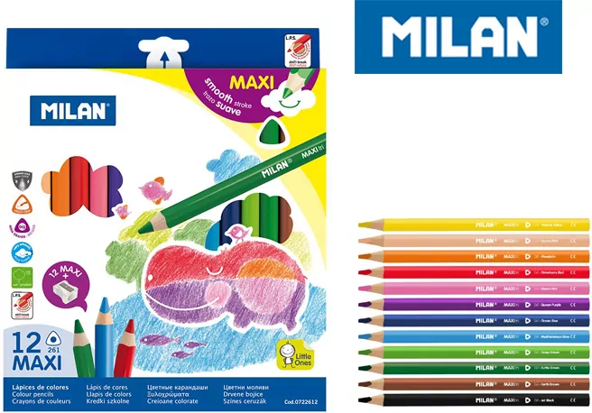 Kredki maxi trójkątne. 12 kolorów MILAN - tantis.pl