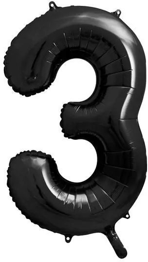 Balon foliowy 86cm czarny. Cyfra 3 - tantis.pl