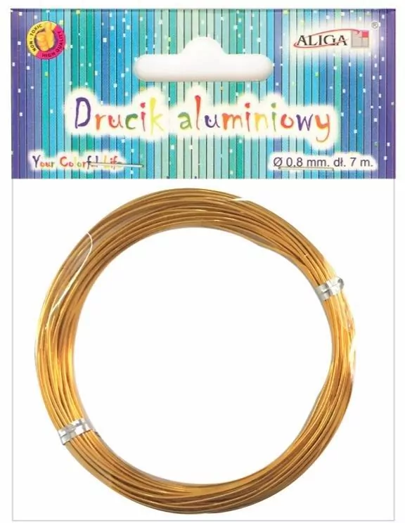 Drucik aluminiowy złoty 0,8mm 7m - tantis.pl