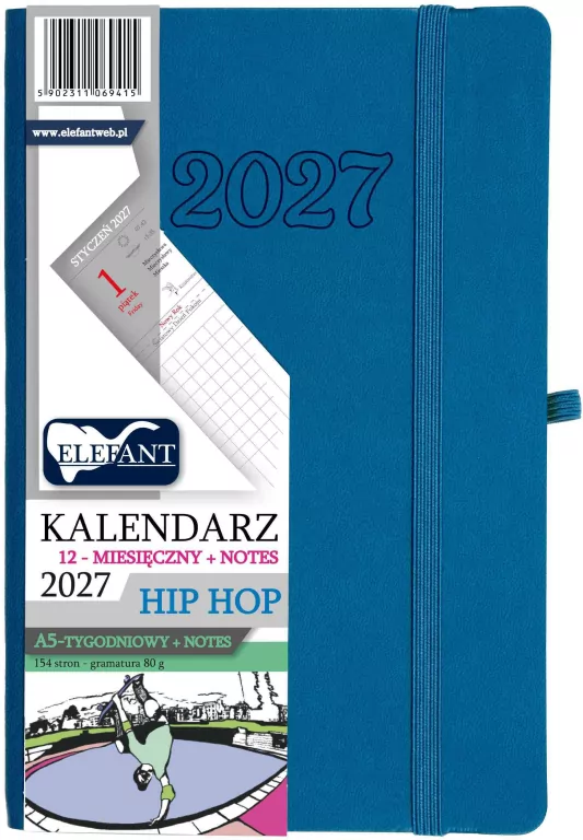 Kalendarz 2027 A5 tygodniowy Hip hop atramentowy - tantis.pl