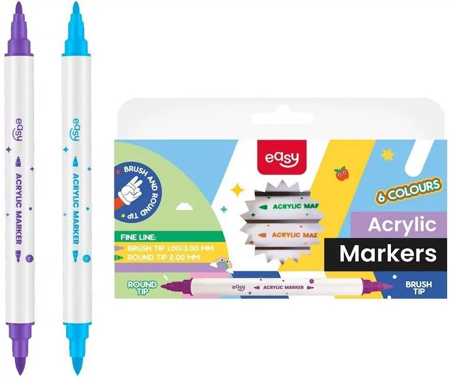 Marker akrylowy podwójny 6 kolorów EASY - tantis.pl