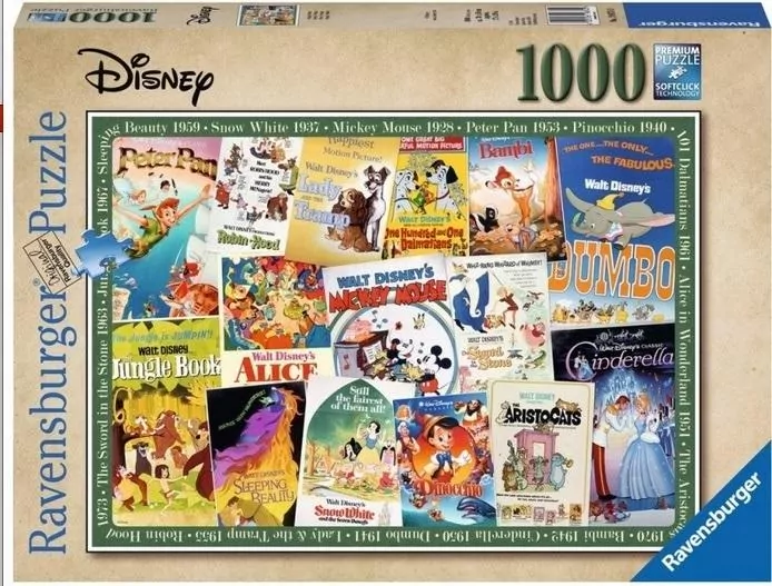 Puzzle 1000 Filmowe Plakaty Disneya - tantis.pl