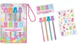 Długopisy żelowe z naklejkami w saszetce Misie żelki