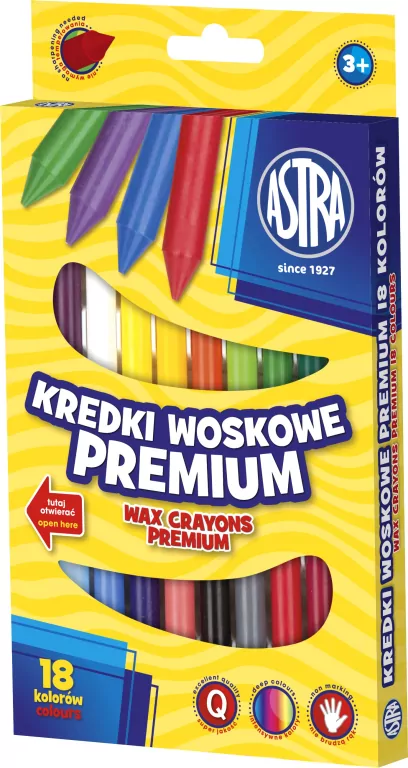Kredki woskowe 18 kolorów ASTRA - tantis.pl