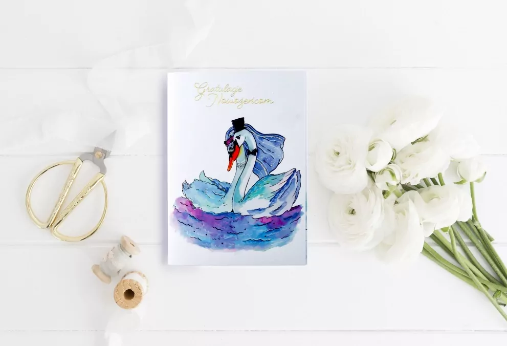 Karnet B6 z kieszonką. Łabędzie - tantis.pl