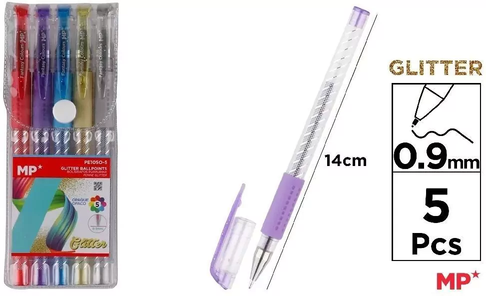 Długopis brokatowy 0.9mm 5 kolorów - tantis.pl