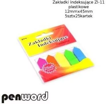 Zakładki indeksujące ZI-11 plastikowe 5x25 12mm x45mm - tantis.pl
