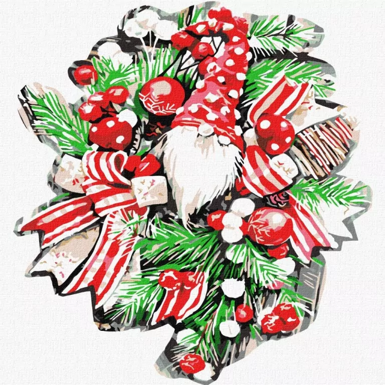 Malowanie po numerach - Świąteczny wieniec 30x30cm - tantis.pl