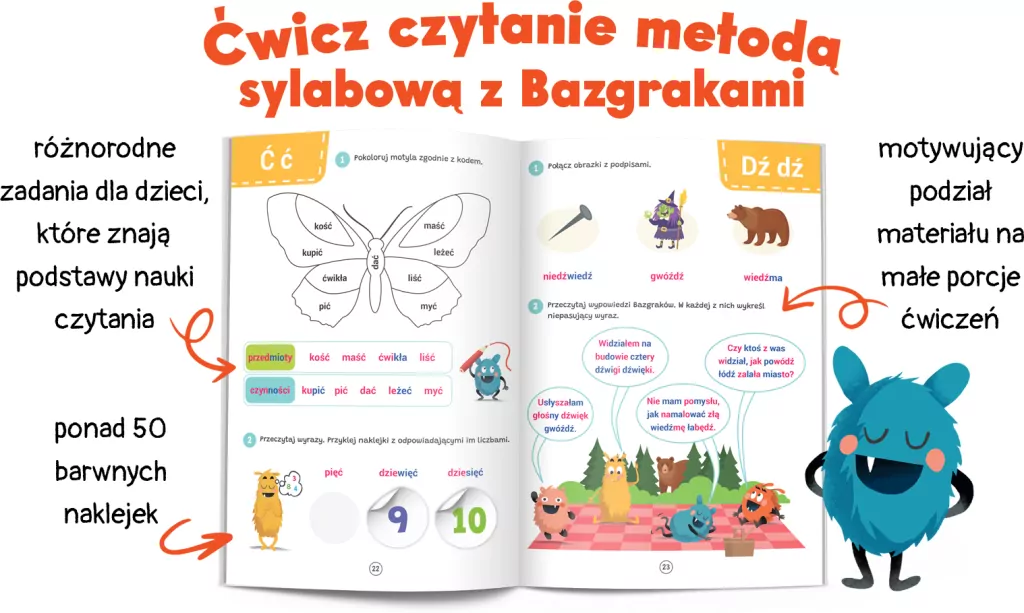 Bazgraki czytają trudne wyrazy. Ćwiczenia. Kapitan Nauka - tantis.pl