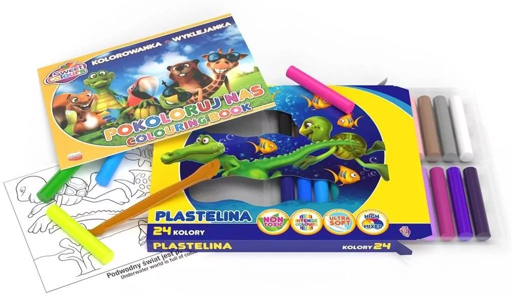 Plastelina 24 kolory + wyklejanka A5/10K - tantis.pl
