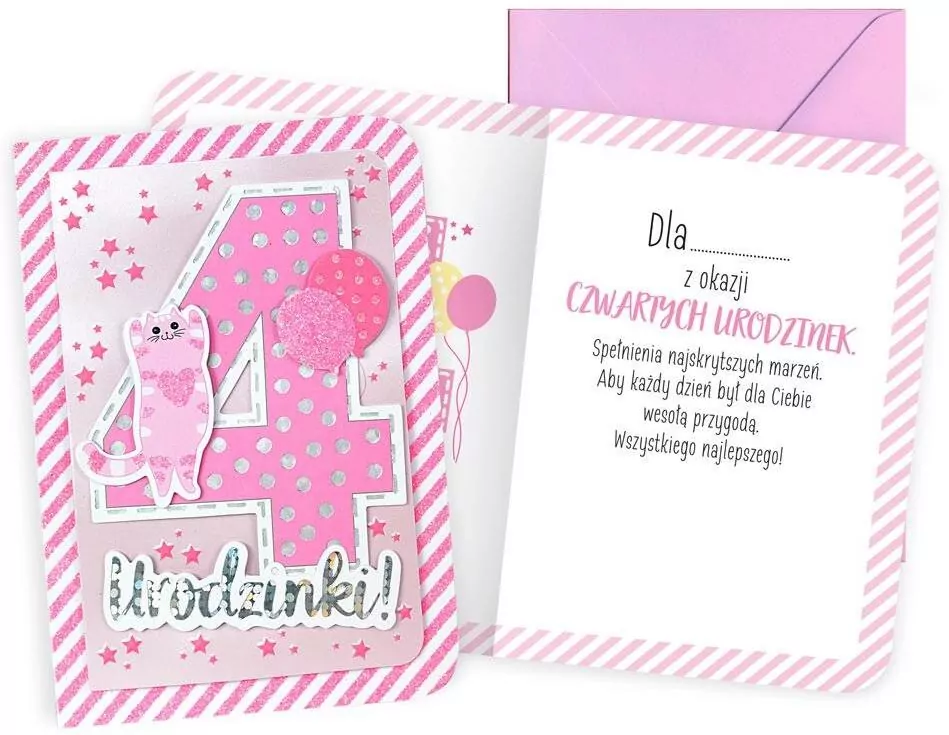 Karnet B6. Urodziny 4 dziewczynka - tantis.pl