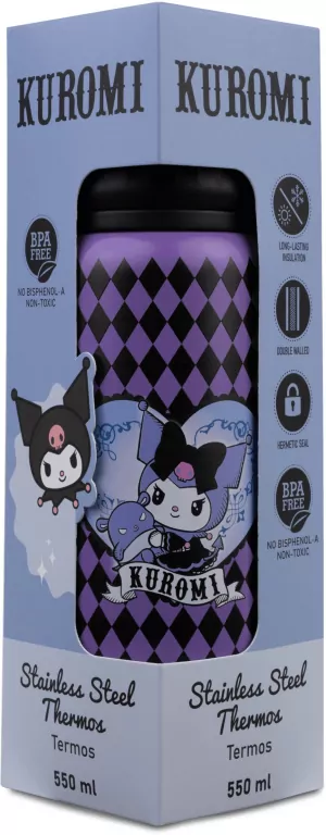 Bidon 550ml metalowy termos Kuromi - tantis.pl