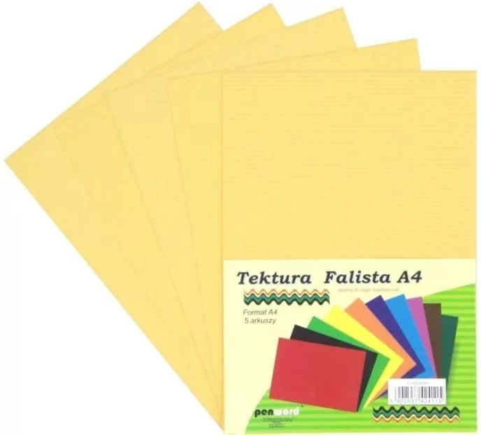 Tektura A4 falista cytrynowa 5szt - tantis.pl