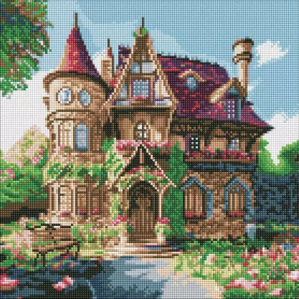 Diamentowa mozaika - Przytulny pałacyk 40x40cm - tantis.pl
