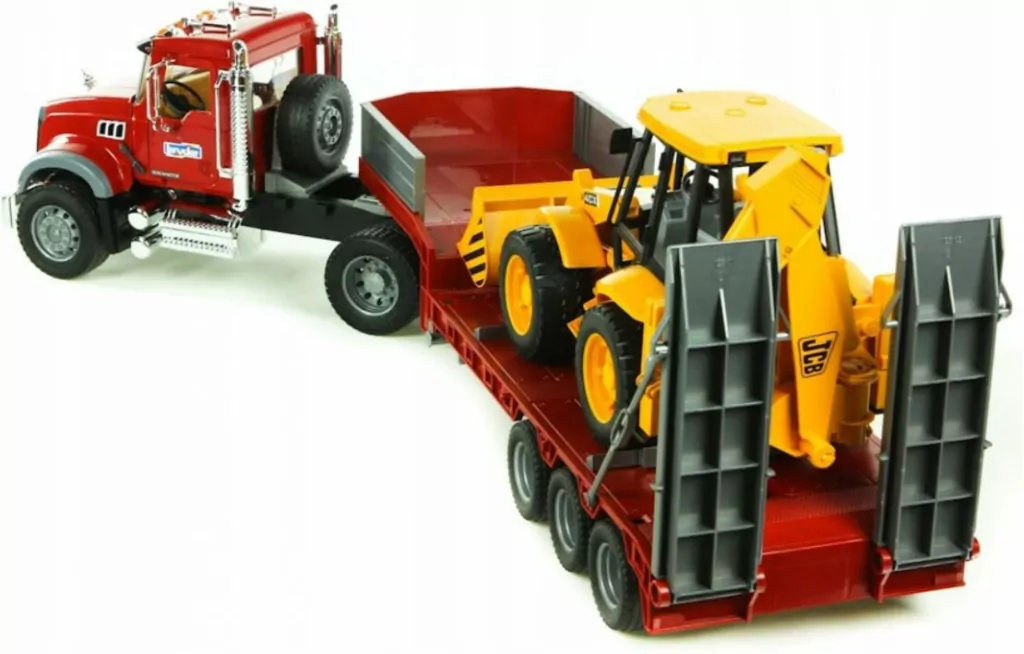 MACK z naczepą i koparko-ładowarką JCB - tantis.pl