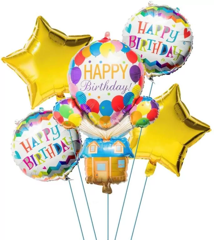 Balon foliowy z nadrukiem  happy birthday w  metaliku - tantis.pl