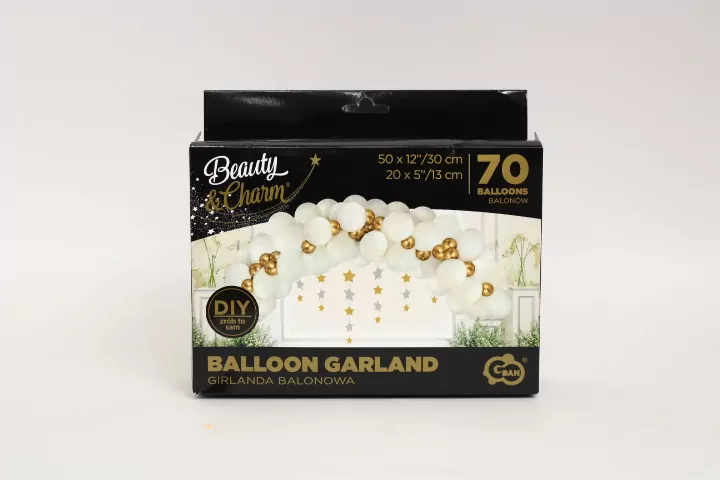 Girlanda balonowa. Biało-złota - tantis.pl