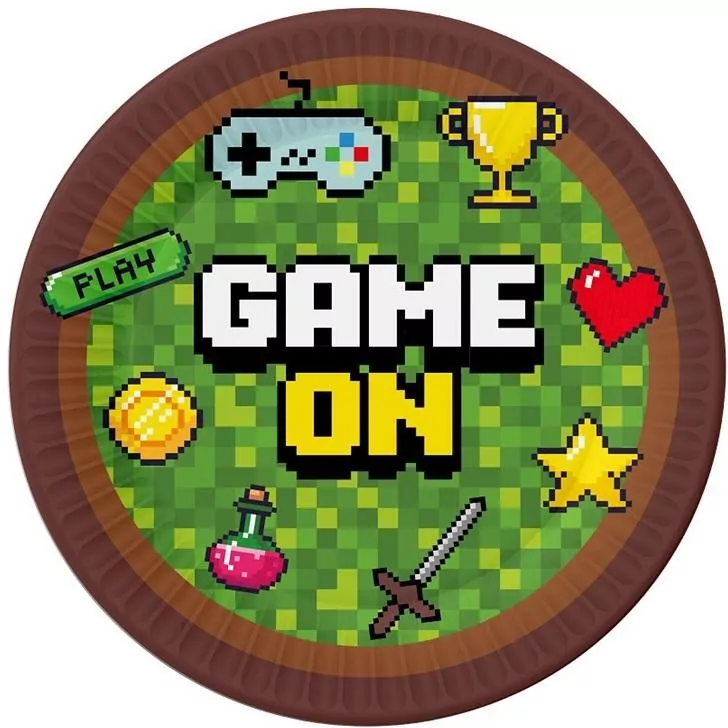 Talerzyki papierowe Game On 18cm - tantis.pl