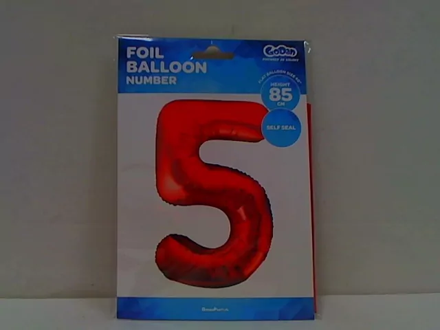 Balon foliowy 85cm. Cyfra 5. Czerwona - tantis.pl