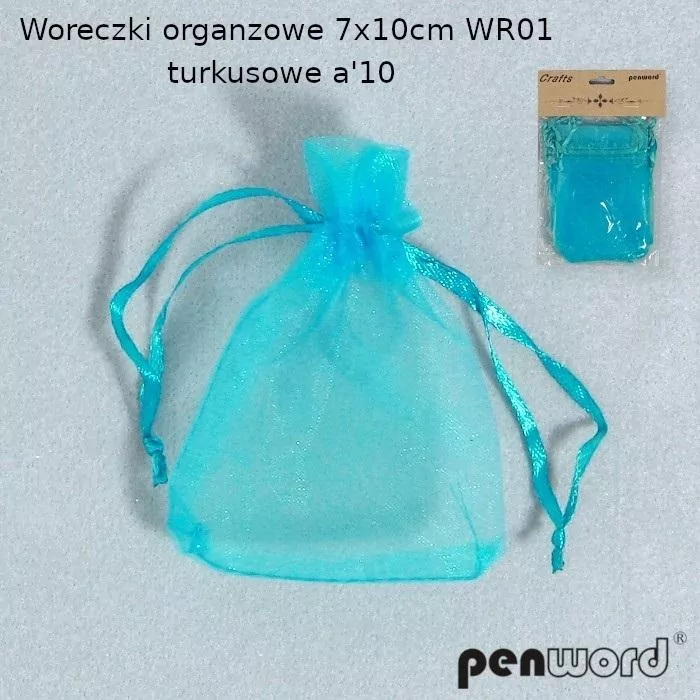Woreczki organzowe 7x10cm. Turkusowe - tantis.pl