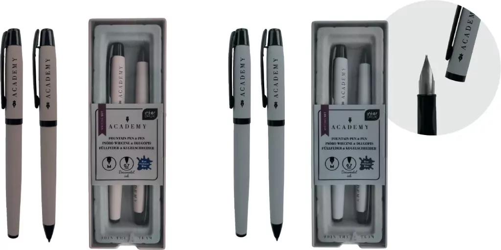 Zestaw pióro wieczne + długopis w etui Academy mix - tantis.pl