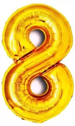 Balon foliowy złoty cyfra 8, wys.81 cm BCF-955-8 - tantis.pl