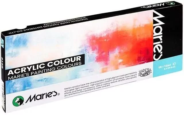 Farby akrylowe 18 kolorów 12ml MARIES - tantis.pl