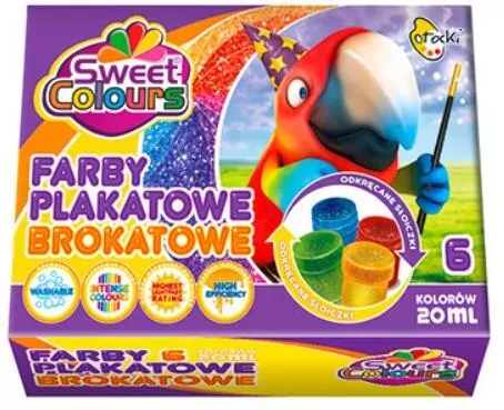Farby plakatowe brokatowe. 6 kolorów 20ml - tantis.pl