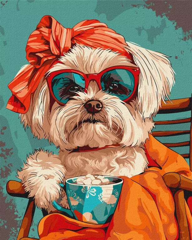 Malowanie po numerach 40x50cm. Stylowy Shih tzu - tantis.pl