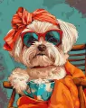 Malowanie po numerach 40x50cm. Stylowy Shih tzu - tantis.pl