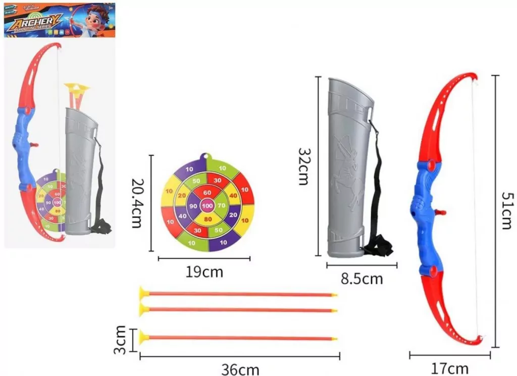 Zestaw z łukiem 51cm + tarcza + 3 strzały polybag - tantis.pl
