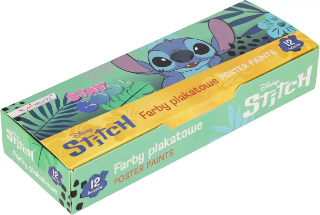 Farby plakatowe 12 kolorów 20ml Stitch - tantis.pl