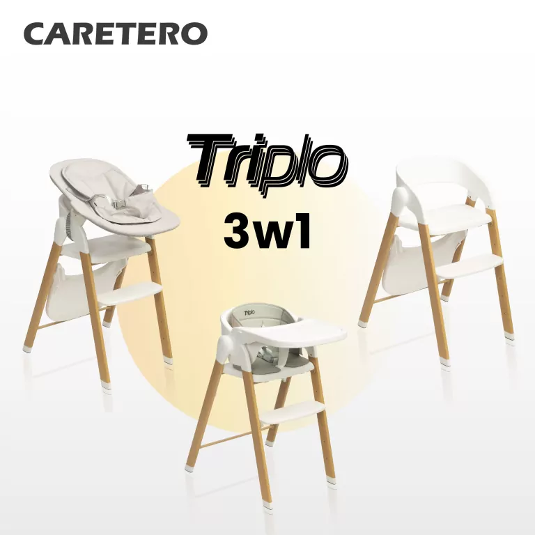 Caretero Krzesełko do karmienia Triplo beige - tantis.pl