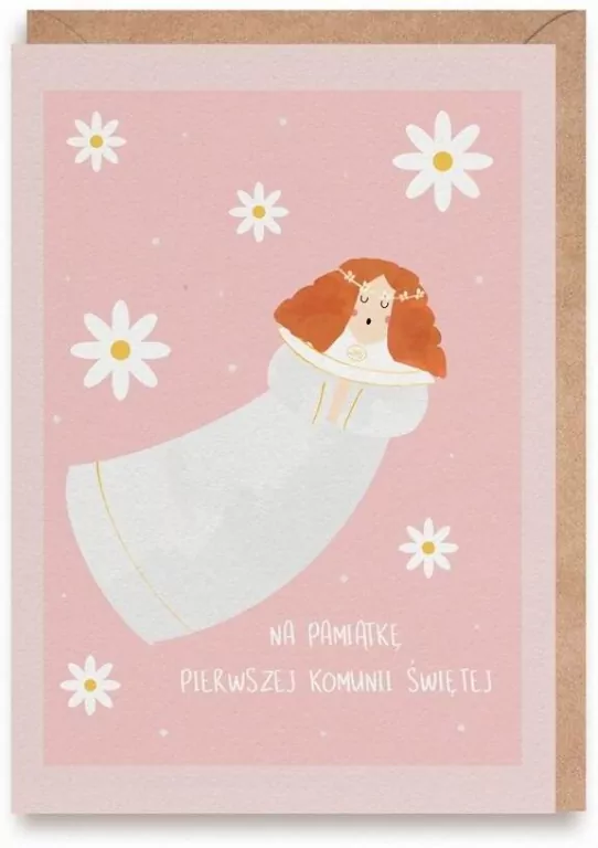 Kartka okolicznościowa Komunia, dziewczynka, eko - tantis.pl