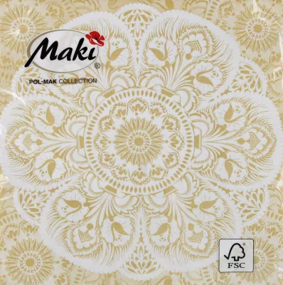 SERWETKA PAP 3W 330X330 LOWICZ BIA-ZLO PM OP20S