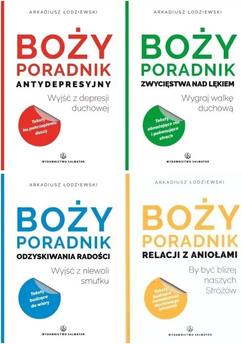 Pakiet: Boży poradnik. Antydepresyjny. Wyjść z depresji duchowej / Zwycięstwa nad lękiem / Odzyskiwania radości / By być bliżej naszych Stróżów - tantis.pl
