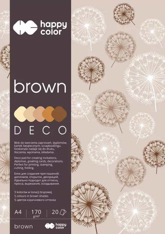 Blok Hobby Deco Brown A4 20 ark 5 kol HAPPY COLOR - tantis.pl