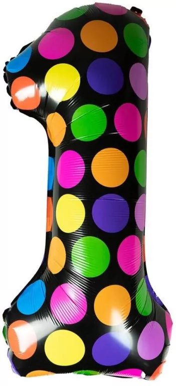 Balon foliowy cyferka 1 w kropki - tantis.pl