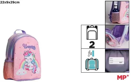 Plecak dwukomorowy Jednorożec różowy 22x9x29cm