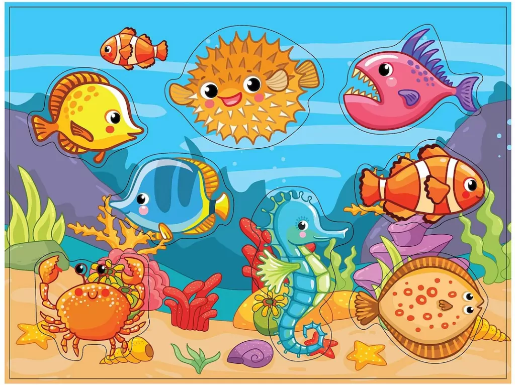 Układanka drewniana. Łowienie rybek - tantis.pl