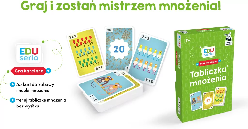 Kapitan Nauka EDUseria Tabliczka mnożenia Gra karciana - tantis.pl