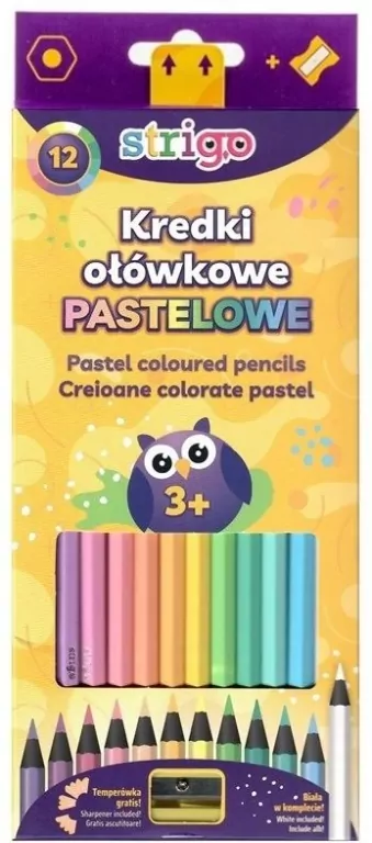 Kredki ołówkowe pastelowe Strigo 12 kolorów - tantis.pl