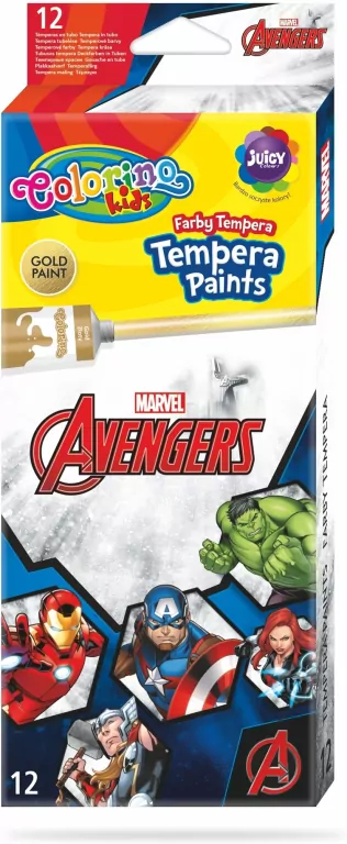 Farby Colorino Kids tempera w tubach 12 kolorów 12 ml Avengers - tantis.pl