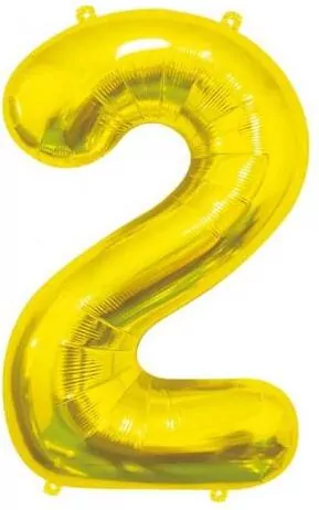 Balon foliowy złoty 85cm. Cyfra 2 - tantis.pl