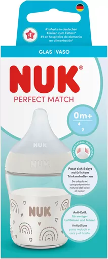 NUK. Perfect Match. Butelka. 120 ml. Z silikonowym smoczkiem. Tęcza - tantis.pl
